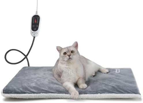 Rest-Eazzzy Cat Heating Pad, Cat Bed with Removable Cover Heated Cat Bed 5 Level Timer and 5 Level Temperature, Cat Beds for Indoor Warming Mat for Cat Dog (Heat pad, Pure-Beige)