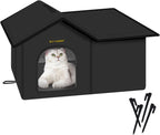Rest-Eazzzy Cat House for Outdoor Cats, Weatherproof and Insulated Feral Cat House with Mat and Clip, Easy to Put Together, Selfwarming Cat Shelter for Winter(Grey, Waterproof House-L)