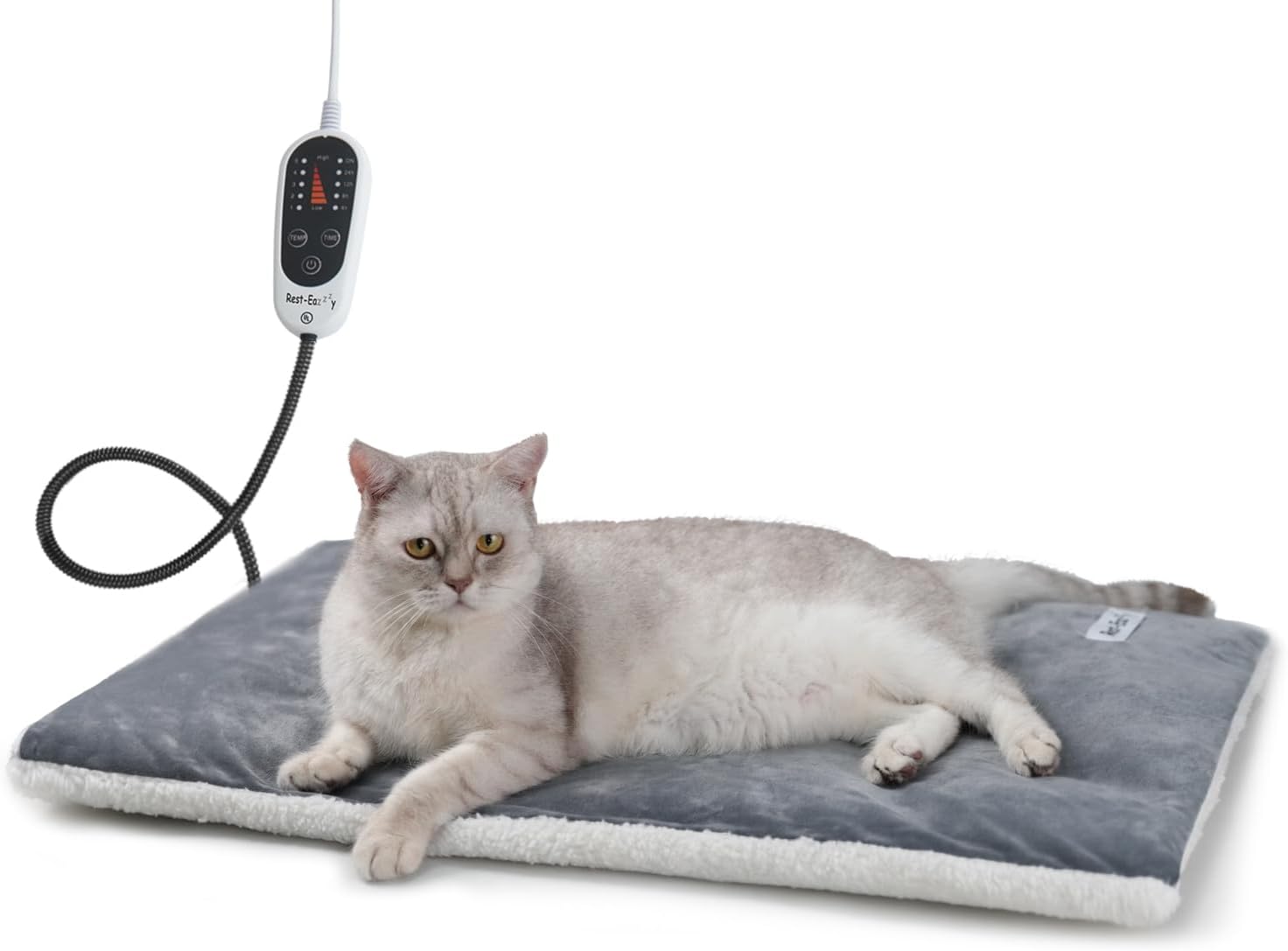 Rest-Eazzzy Cat Heating Pad, Cat Bed with Removable Cover Heated Cat Bed 5 Level Timer and 5 Level Temperature, Cat Beds for Indoor Warming Mat for Cat Dog (Heat pad, Pure-Beige)