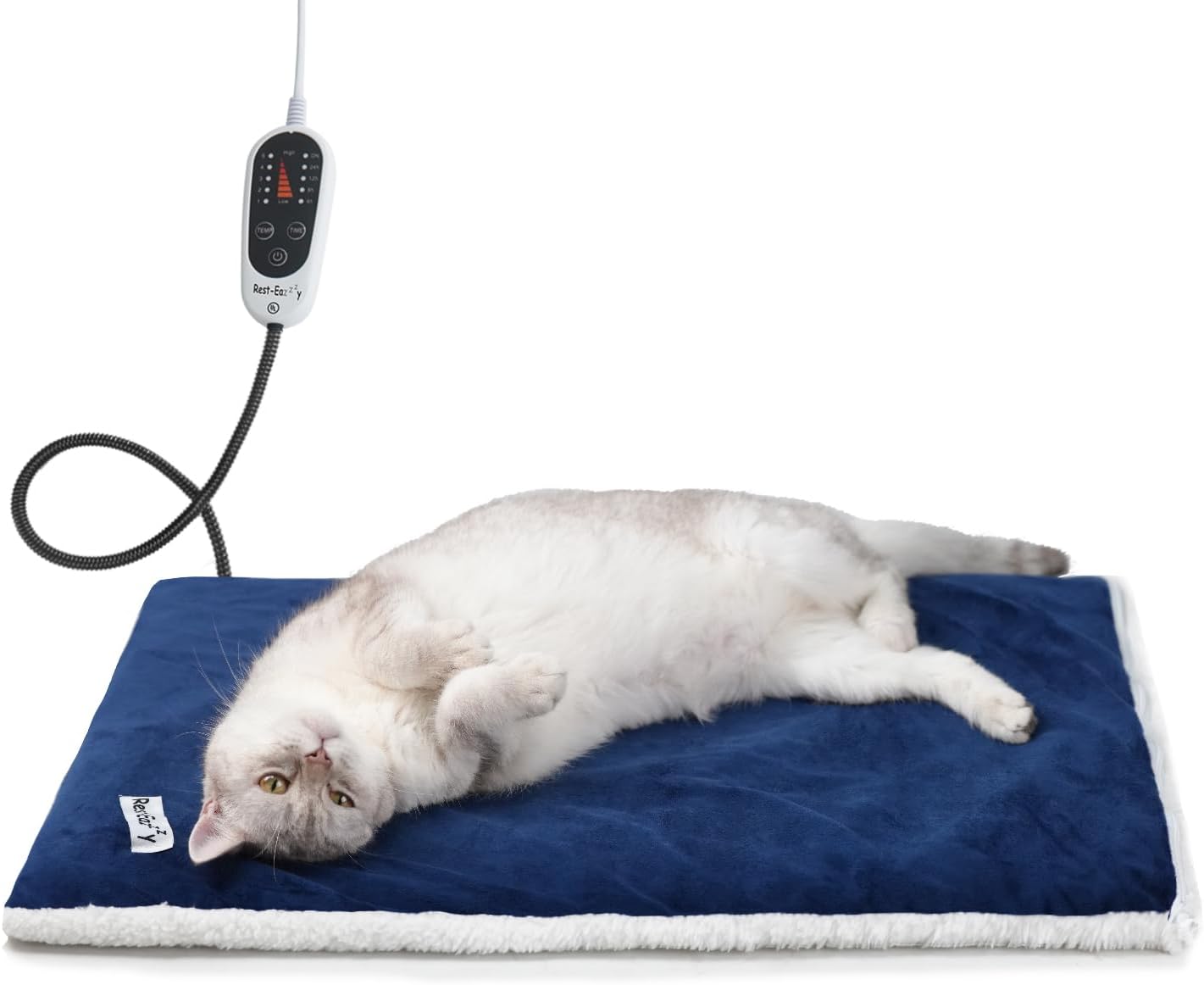 Rest-Eazzzy Cat Heating Pad, Cat Bed with Removable Cover Heated Cat Bed 5 Level Timer and 5 Level Temperature, Cat Beds for Indoor Warming Mat for Cat Dog (Heat pad, Pure-Beige)