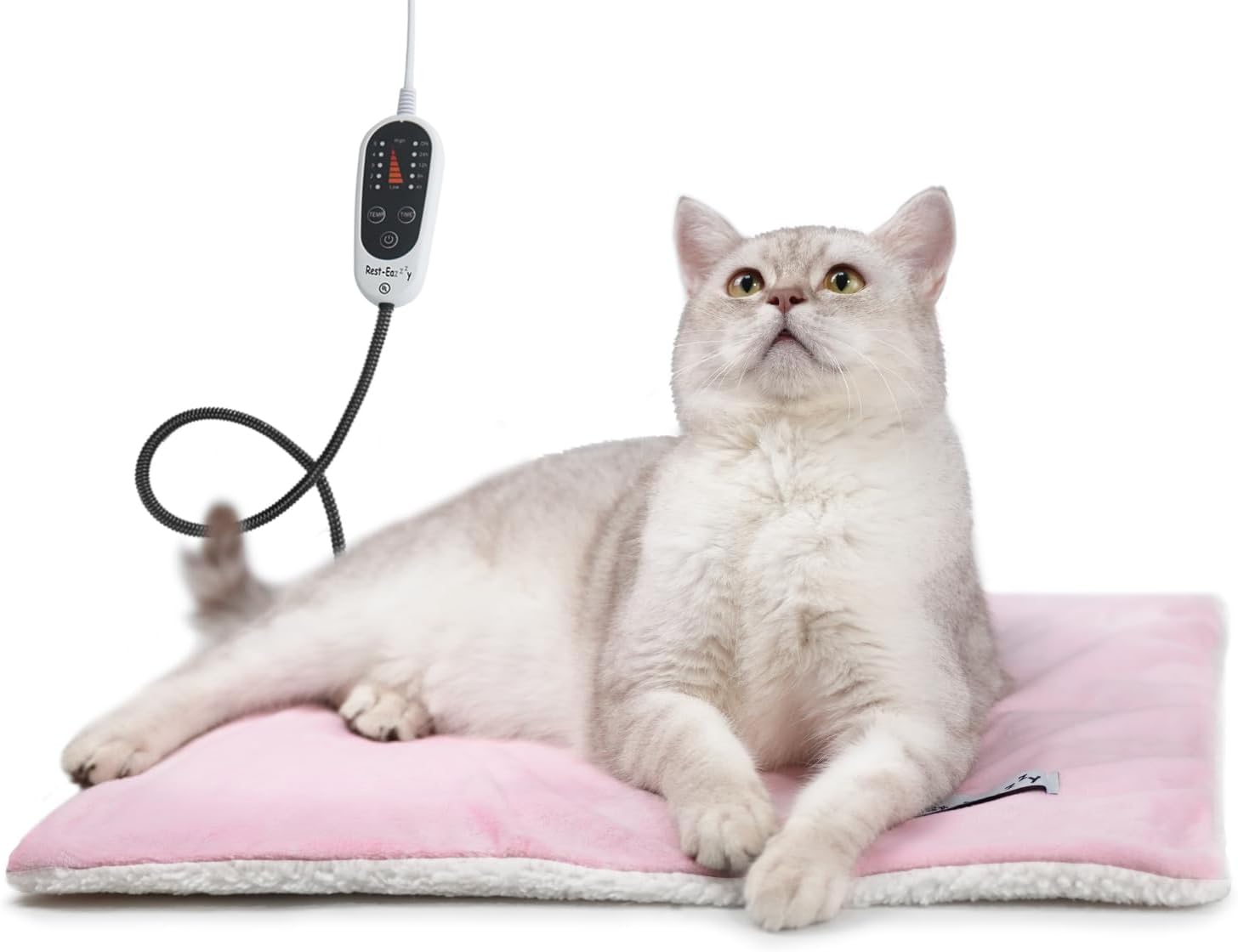 Rest-Eazzzy Cat Heating Pad, Cat Bed with Removable Cover Heated Cat Bed 5 Level Timer and 5 Level Temperature, Cat Beds for Indoor Warming Mat for Cat Dog (Heat pad, Pure-Beige)
