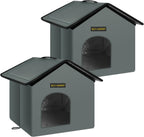 Rest-Eazzzy Cat House for Outdoor Cats, Weatherproof and Insulated Feral Cat House with Mat and Clip, Easy to Put Together, Selfwarming Cat Shelter for Winter(Grey, Waterproof House-L)