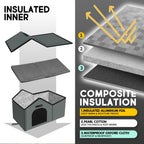 Rest-Eazzzy Cat House for Outdoor Cats, Weatherproof and Insulated Feral Cat House with Mat and Clip, Easy to Put Together, Selfwarming Cat Shelter for Winter(Grey, Waterproof House-L)